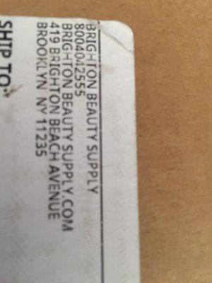 Shipping label of their address