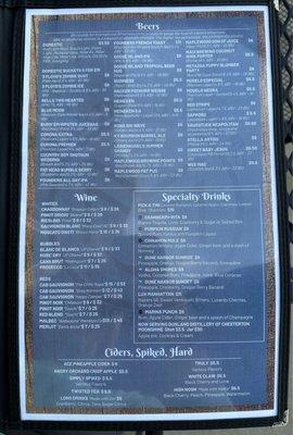 Drink menu