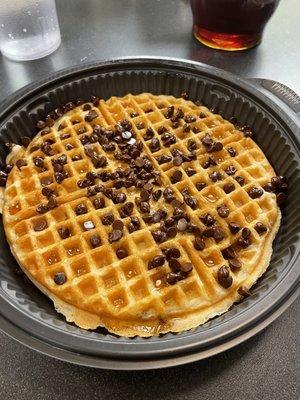 Waffle with chocolate and pecan