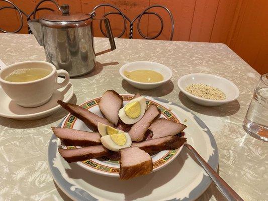 Pork appetizer & green tea