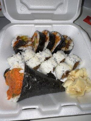 Spicy Tuna Hand Roll,  Futo Maki, Kampyo Roll