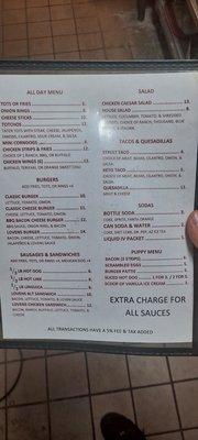 Menu as of 4/23/23