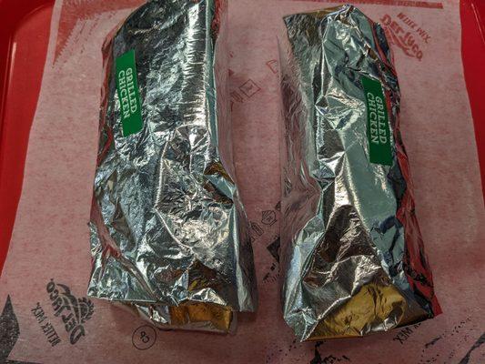 Two Grilled Chicken Stuffed Quesadilla Tacos for $4. And with a $1 off $3+ purchase code, it was almost a BOGO