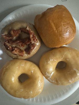 Bound Kolache, Glazed Donuts, and Maple Bacon Donut