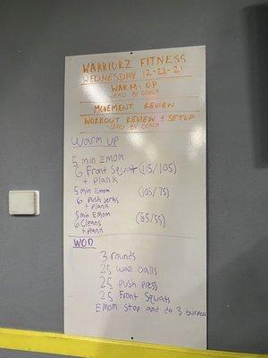 Warm up & WOD (workout of the day)