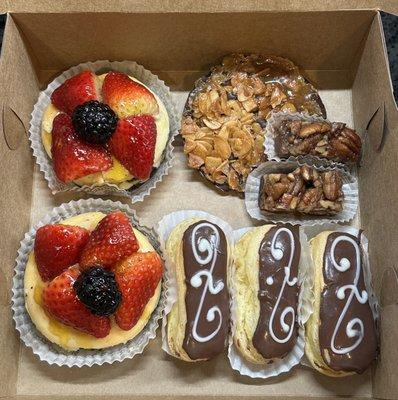 All of the pastries in both boxes today only $34 total Massive deal!! Outstanding Swiss pastries!!  My God LOL!  :D