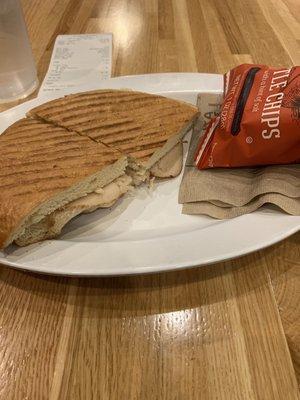 Turkey Club panini with chips (and no pickle )