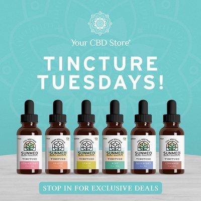 Oil Tinctures, multiple strengths and multiple flavors.  Save 10% off on Tincture Tuesday