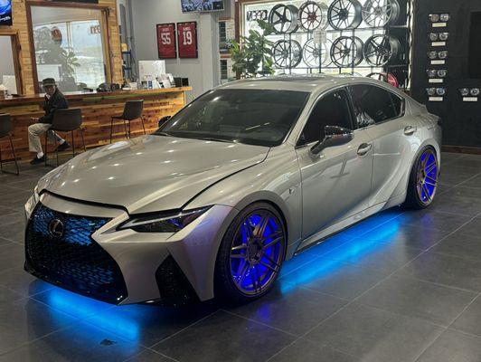 Their Lexus IS300 F SPORT on display demonstrates the customization of lighting.