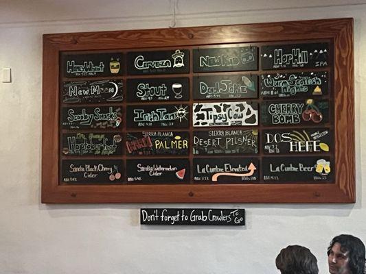 Beer menu