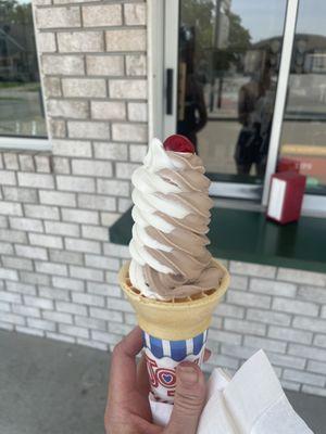 Large twist cone. It's very skinny but I do appreciate the cherry on top.