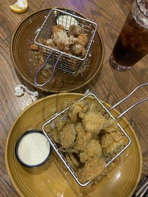 Fried mushrooms and pickles