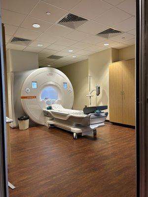 The large MRI machine at Atrium Health Davie Medical Center in the Radiology Department.