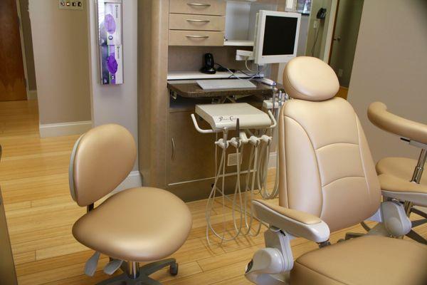 Our office features comfortable chairs with built in massage and modern equipment.