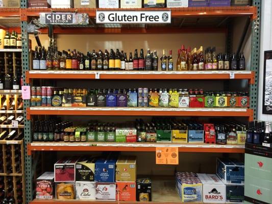 Gluten-free alcohol section