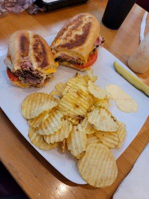 Roast beef and ham combo with pepper jack and cheddar