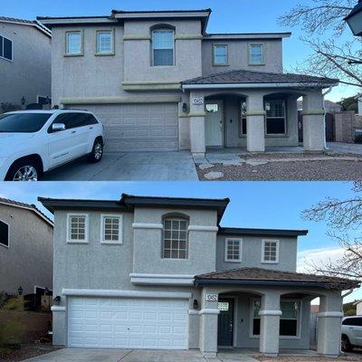 Exterior before and after