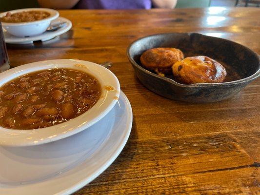 Free Appetizer: Cornbread and Beans.