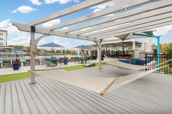 Poolside hammocks