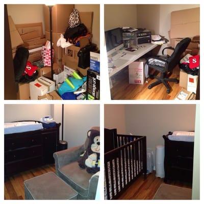 Transforming a home office into a nursery .