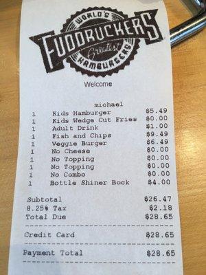 Fuddruckers is NOT cheap....