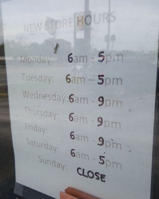 New hours.