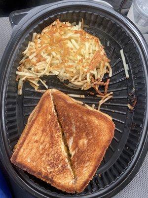 Patty melt and hashbrowns