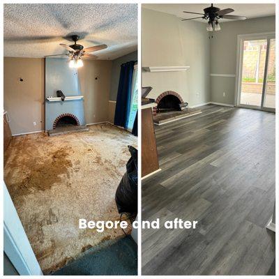 Dining room before and after