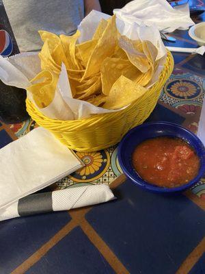 Chips and salsa brought when you sit down