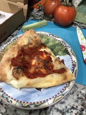 Small (?) Sausage calzone - cut in half - September 2021