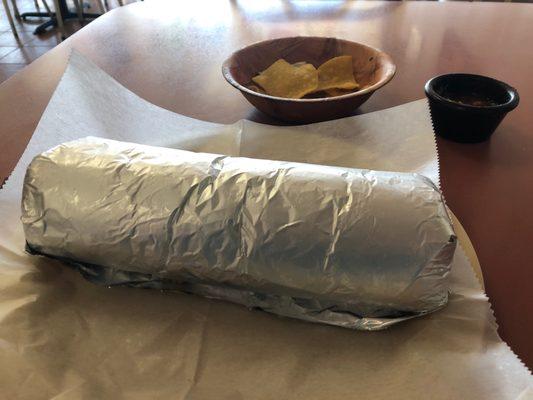 Huge carnitas super burrito - only $6 & change out the door!