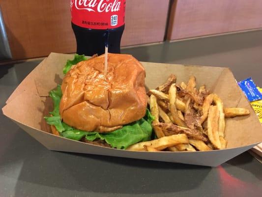 Smushed made-to-order cheeseburger and fries.