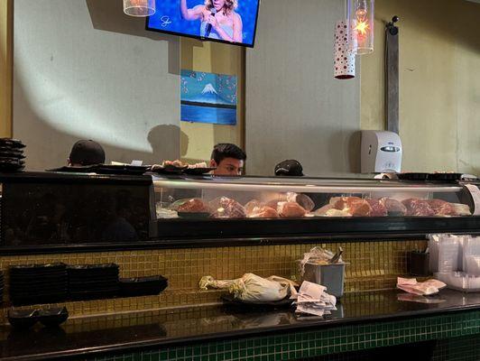 Sushi counter.