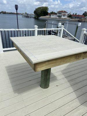 Upper Dock with composite railings and floating table