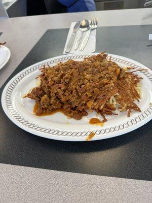 Triple Hashbrowns w/ Bert's Chili!