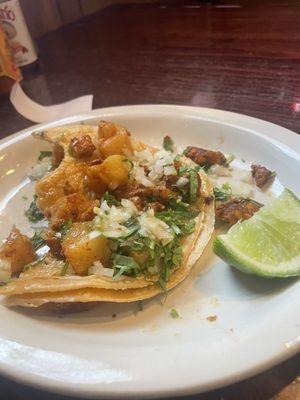 Al Pastor street taco with big chunks of pineapple in addition to tasty pork.  Maybe the best pastor taco in Alabama.