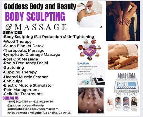 Goddess Body and Beauty has so many services to offer you. Call for a 15 minute consultation.