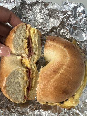 Turkey bacon egg & cheese bagel