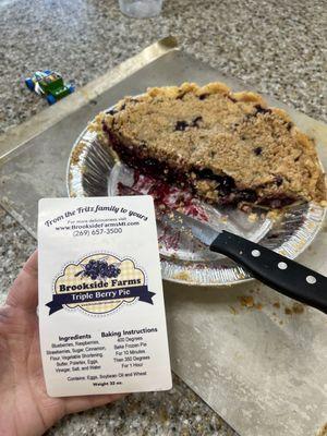 Triple berry pie was delicious!!! Seriously one of the best berry pies I've had.