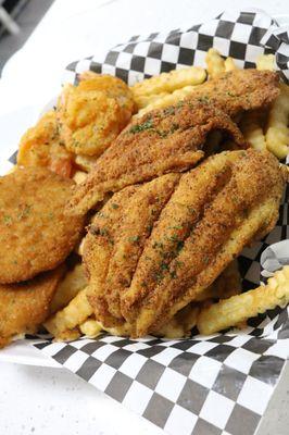 Crab Cakes, Fish, Shrimp and Fries...