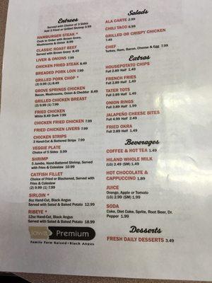 Regular menu (side 2)