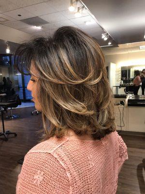 Layers with accent color , balayage style by Ani