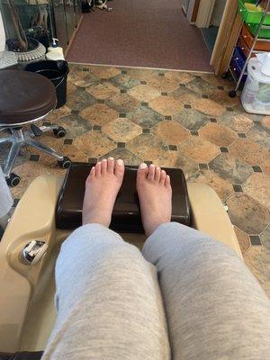 Regular pink polish pedicure