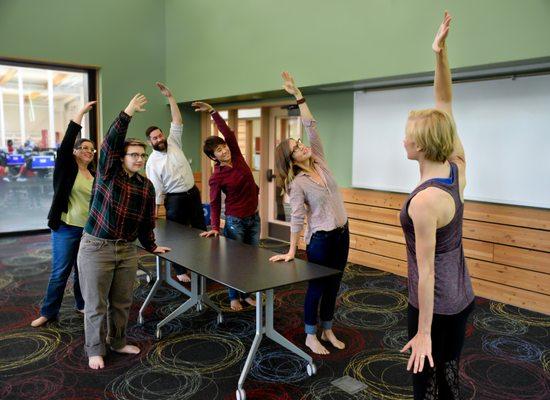 Side stretch in my 30 minute office yoga class