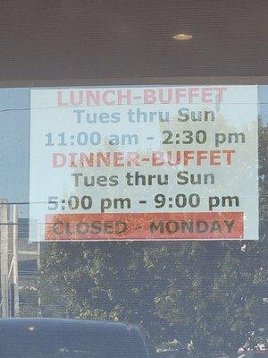 Buffet hours