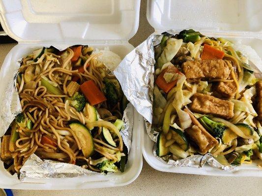 Vegetable Chow Mein and Tofu Yakisoba