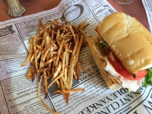 Chicken sandw and shoestring fries