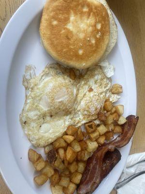 Two egg breakfast with biscuit