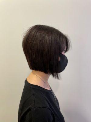 Growing out a mid length bob while keeping fullness. cut by William