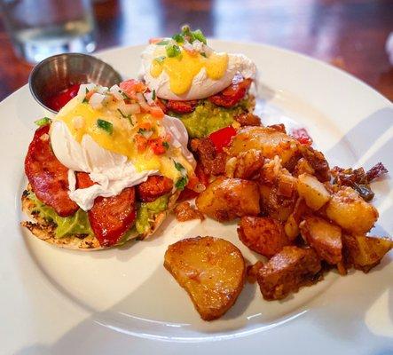 Guacamole and Spicy Chorizo Benedict